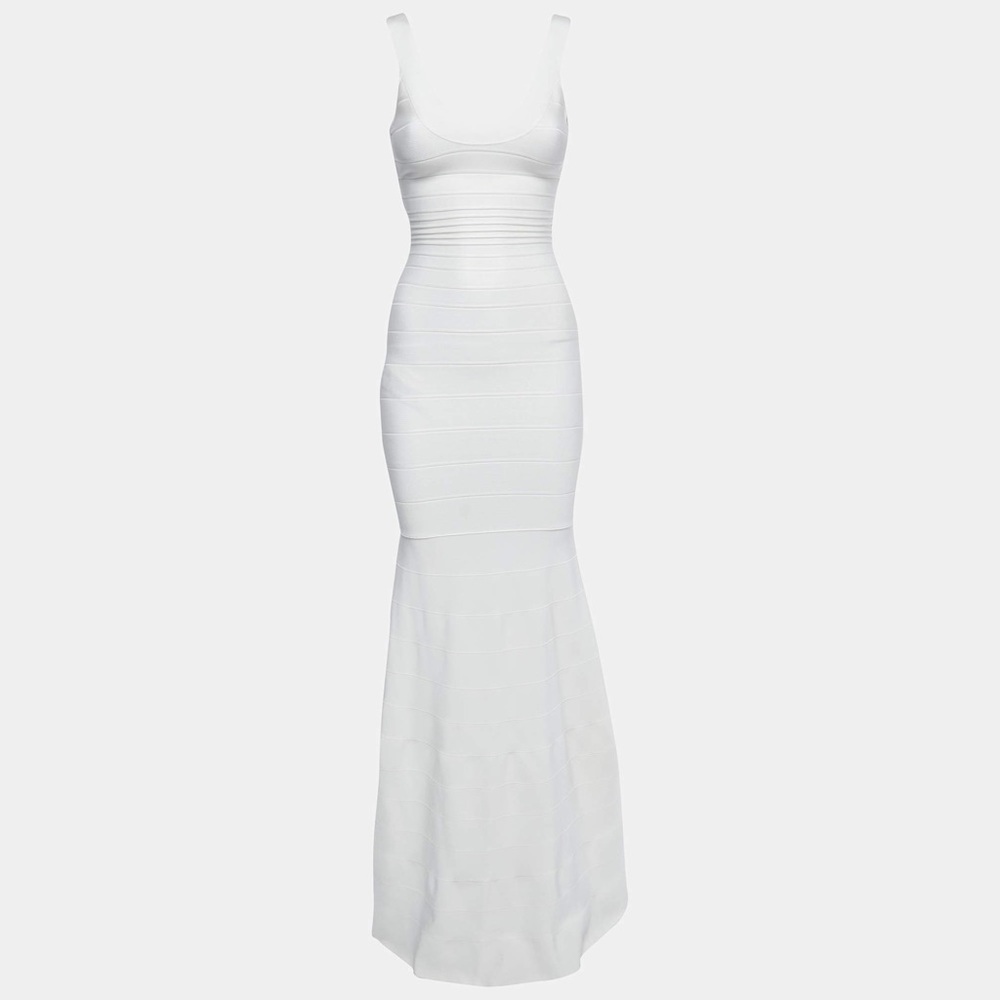 Herve Leger white alabaster Ellen bandage sleeveless scoop neck maxi Dress - Picture 6 of 13